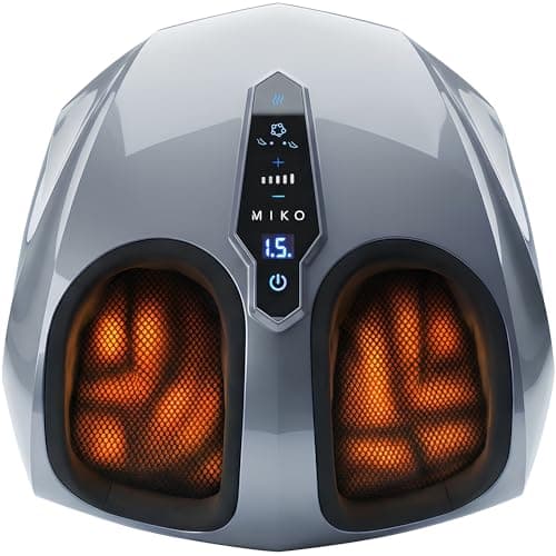 MIKO Foot Massager Machine with Deep-Kneading, Compression, Shiatsu, and Heat for Plantar Fasciitis, Neuropathy - Fits up to Men Size 12