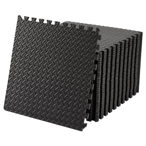 OLIXIS Interlocking Foam Floor Tiles, 1/2 Inch Thick Non-Slip Gym Flooring Mats for Home Gym, Garage Floor Mats Protective Workout Room Tiles for Weight Lifting & Cardio, 12 Pcs