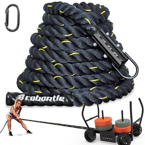 Brobantle Weight Sled Pulling Rope 50FT, Trainer Physical Training Strength Rope for Workout Sled,Tire Pulling Workout, Fitness Resistance,Football Exercise Equipment for Men and Women