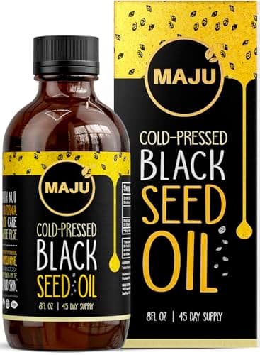 MAJU Black Seed Oil - 3 Times Thymoquinone, Cold-Pressed, 100% Turkish Black Cumin Seed Oil, Liquid Pure Blackseed, Glass Bottle, 8 oz