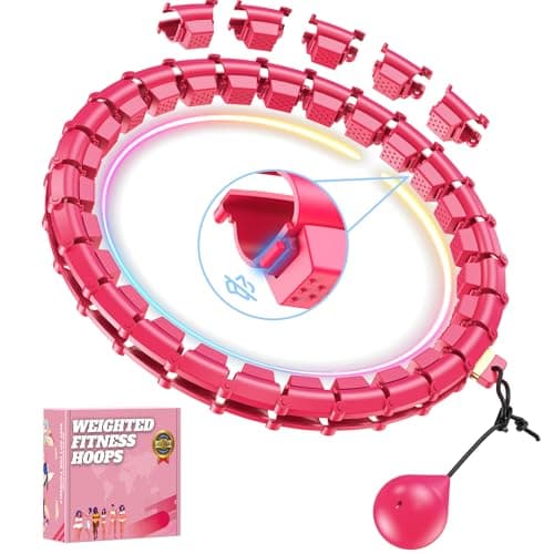 Fit Hoop Weighted Hula Pilates Circles, 32 Detachable Parts & 65-Inch Plus-Size Fit, Weight Loss Fitness Gear, Quiet Home Workout Tool for Waist Training & Gifts for Adult Women
