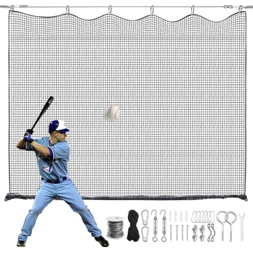 Baseball Backstop Net,Batting Cage Netting with Steel Hanging Kit and Rope