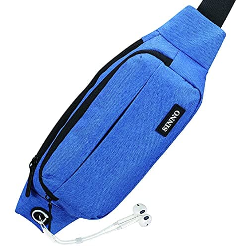 SINNO Large Mens Fanny Packs for Women Fashionable Belt Bag with 4-Zipper Pockets Waterproof Gifts for Running Sport Workout Hiking Travel Crossbody Waist Pack Phone Bag Wallets Carrying All Phones