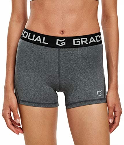 Women's Spandex Compression Volleyball Shorts 3" /7" Workout Pro Shorts for Women (Gray, XS)