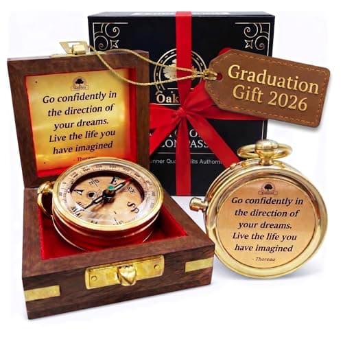 The Dream Chaser Compass - Go Confidently -2026 Unique Graduation Gifts for Him, College, High School, Cool Birthday Gift Idea for Son, Boys, Motivational Greeting Card Included