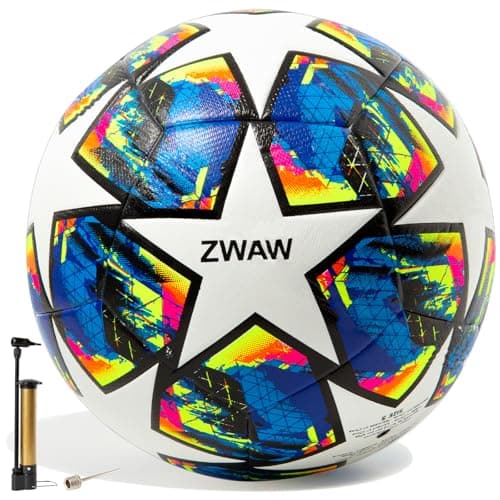 ZWAW Size 5 Soccer Ball, Waterproof PU Leather, Official Match Ball, with Pump & Needles