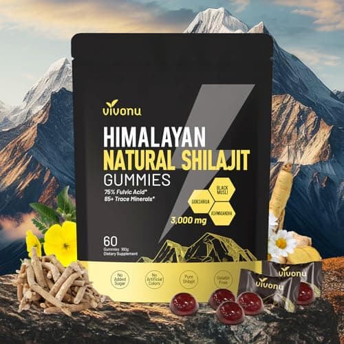 Himalayan9 Shilajit Gummies with Ashwagandha & Gokshura | 85+ Trace Minerals & Fulvic Acid | Organic, Non-GMO Micronutrient Supplement for Men & Women | 100% Pure & Natural