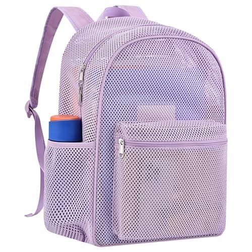 Heavy Mesh Backpack with Rain Cover,See Through Mesh Backpack for School,Beach,Gym,Swimming Equipment,Outdoor Sports