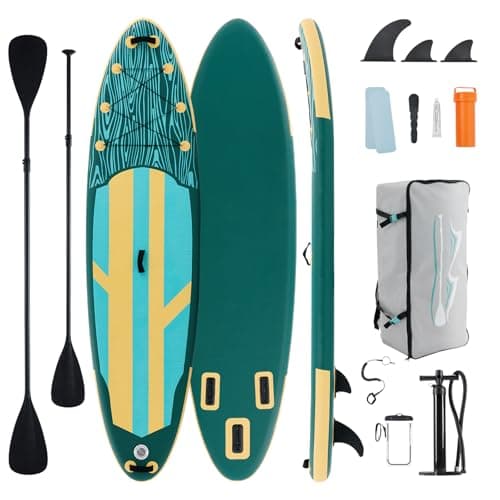 Sweetcrispy Inflatable Stand Up Paddle Board with Premium SUP Paddleboard Accessories,Wide Stable Design,2-in-1 Paddle,Non-Slip Comfort Deck for Adults & Youth of All Skill Levels