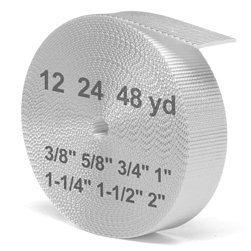 BEYOURD Webbing, Heavy Duty Webbing Straps, Extra Thick Flat Strapping for Outdoor DIY Gear Repair, White (2" x 48 Yard)