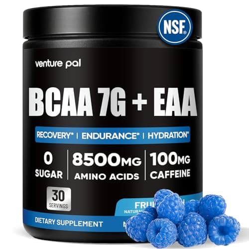 Sugar Free 7g BCAA + EAA Powder | Supports Muscle Recovery, Growth, Strength & Endurance – 9 Essential Amino Acids with L-Glutamine, Caffeine, Vitamin & Electrolyte for Energy & Hydration, Gluten Free