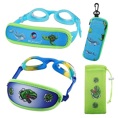 RUIGAO Kids Swim Goggles Age 2-6, Toddler Goggles No Hair Pull,Child Goggles Padded HeadBand