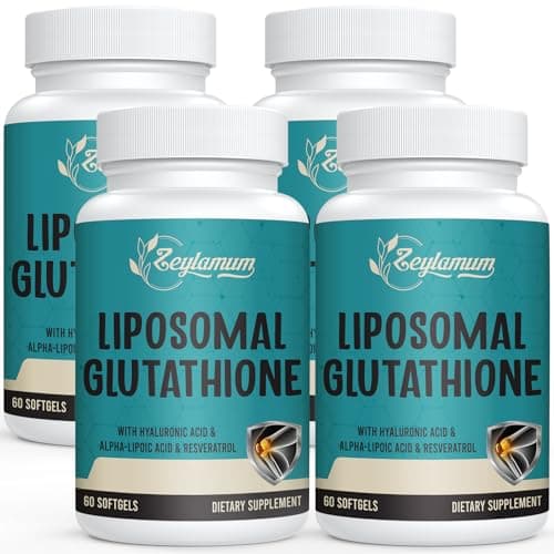 2400 MG Liposomal Glutathione Softgels, Max Absorption, Active Form L-Glutathione Reduced (GSH), with Hyaluronic Acid, Resveratrol, Master Antioxidants for Detox, Brain, Immune System, 240 Softgels