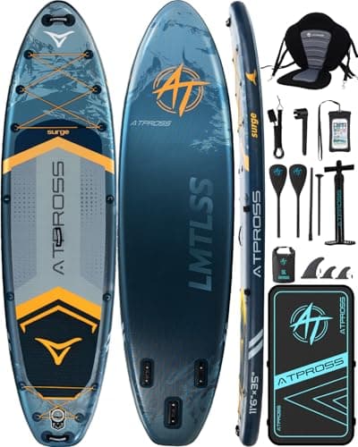 ATPROSS 11'6"x35" Inflatable Paddle Board, 450lbs Extra Wide Stand Up Paddleboard for Adults with Premium SUP Accessories Kit & Backpack, Blow Up Kayak Non-Slip Stable Deck Boat for Yoga Fishing Surf