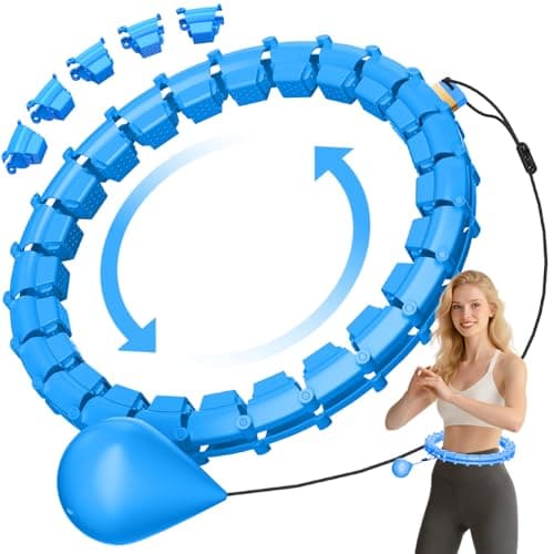 HCOIW Plus Size Silent Weighted Hula Infinity Fitness Detachable Hoops 65-Inch 32 Knot, Smart Noiseless Infinity Hula for Women, 2-in-1 Waist and Abdominal Home Workout Equipment,Blue