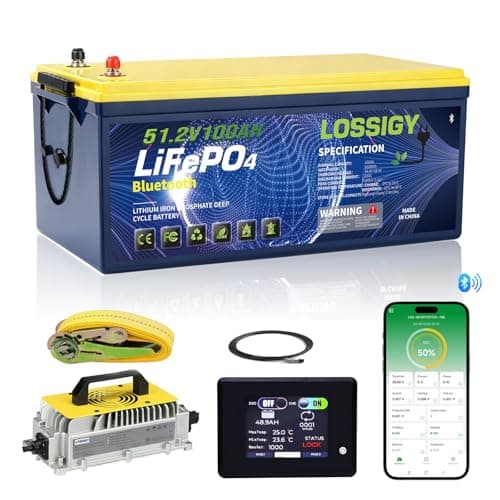 LOSSIGY 48V Lithium Golf Cart Battery Conversion Kit, Prefect for Solar System RV, Built in 200A Bluetooth BMS, Peak Current 1000A(3-5s)