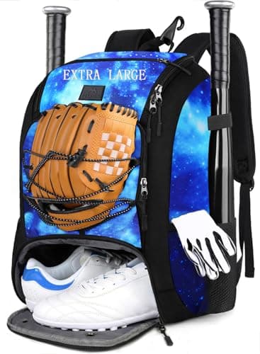 MATEIN Baseball Backpack for Men Women, Large Softball Bat Bag with Shoe Compartment, Lightweight Baseball Bag with Fence Hook, Softball Gift Backpack Hold 2 Bats, Batting Mitten, Helmet, Teeball Gear