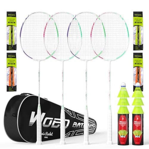 Professional Carbon Fiber Badminton Rackets Badminton Racquet for Backyards Gym(2/4 Packs)