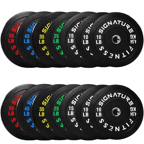 Fitvids Olympic Bumper Plates Set, 2" Weight Plates for Strength Training & Weightlifting, 390LB Set (4x 10LB, 2x 15LB, 25LB, 35LB, 45LB, 55LB), Multiple Packages