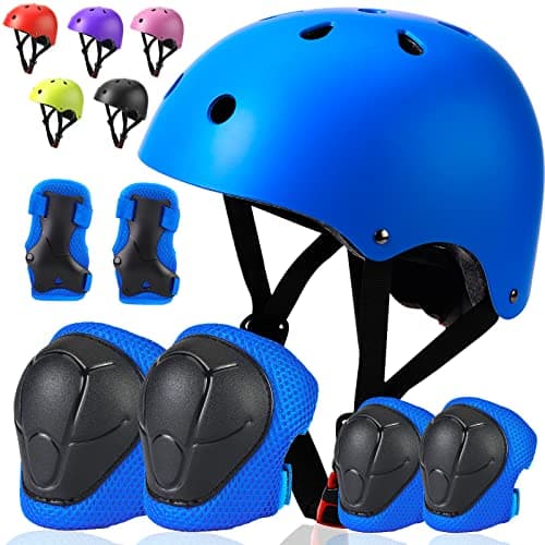 Toddler Kids Bike Helmet Set - Adjustable Cycling Helmet with Knee, Elbow Pads & Wrist Guards Sport Protective Gear Little Kid