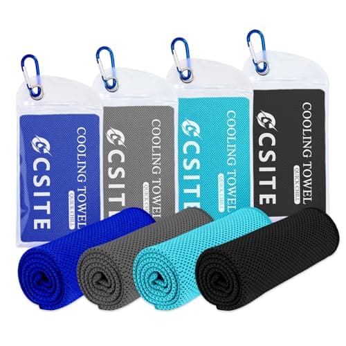 CSITE 4 Pack Cooling Towels (47"x12") for Neck and Face, Ice Towel for Hot Weather, Soft Breathable Chilly Gym Towels, Microfiber Towel for Work Out, Yoga, Running, Camping & More Activities