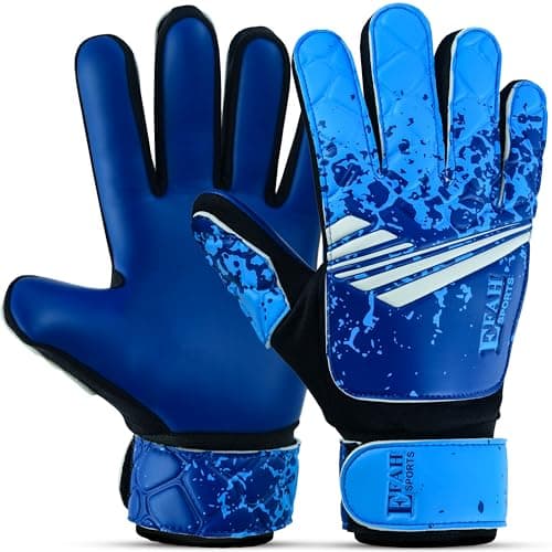EFAH SPORTS Soccer Goalkeeper Gloves for Kids Boys Children Youth Football Goalie Gloves with Super Grip Protection Palms (Size 5 Suitable for 9 to 12 Years Old, Blue)