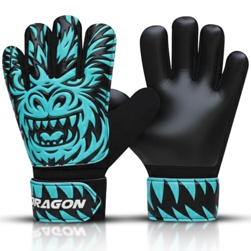 Kids Soccer Goalie Gloves – Youth Goalkeeper Gloves with Strong Grip & Protection, Durable Latex Palms, Breathable & Comfortable Fit for Boys & Girls, Training & Match Goalie Gear (Cyan, 4)