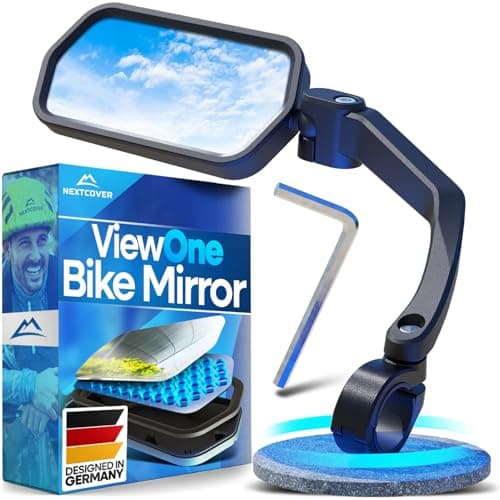 Nextcover® Bike Mirror Handlebar Mount (Left) – HD Glass | Secure & Shake-Free Bicycle Rear View Mirror for EBikes, Mountain Bikes & Scooters – Wide Angle Safety, Bicycle Mirrors