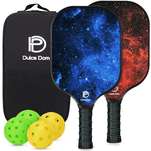 DULCE DOM Pickleball Paddles Set of 2, USAPA Approved Fiberglass Pickleball Set with Pickleball Paddles, 4 Pickleball Balls and Pickleball Bag, Pickle Ball Rackets Gifts for Beginners & Pros
