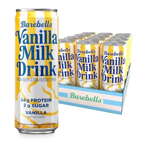 Barebells Protein Milk Drink Vanilla, 24g Protein, No Added Sugar, Smooth Ultra-Filtered Milk, 11.2 fl oz (330ml), 12 Pack