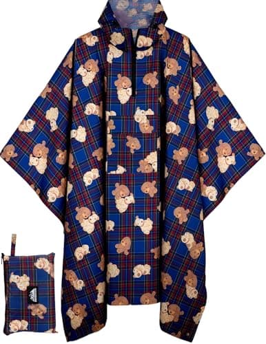 Bruvoalon 3-in-1 Rain Poncho with 1/4 Zip & Chest Pocket, Waterproof, Sunshade, Ground Mat for Adults & Youth Emergency
