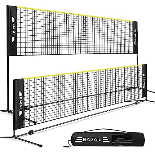 BAGAIL All-in-1 Badminton Net, Height Adjustable (Up to 5.1') Kids Volleyball Net, Quick Setup Sports Net with Portable Bag for Pickleball, Tennis, Pool, Backyard & Indoor Games - 10ft, Yellow