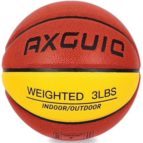 AXGUIQ 3LBS Weighted Heavy Training Size 7 Basketball 29.5", Composite Leather Enhances Ball Handling, Dribbling, and Passing Skills Ideal for in & Outdoor Practice (deflated)