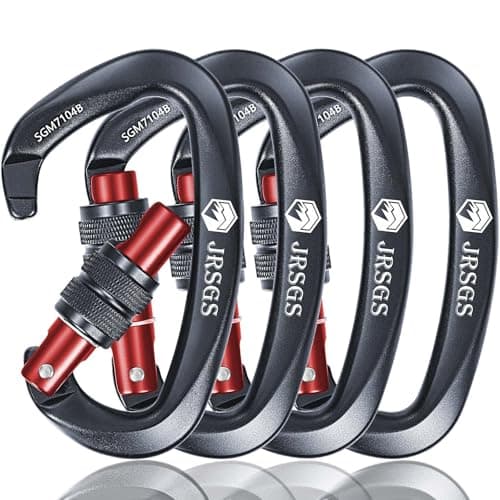 JRSGS 25KN Locking Climbing Carabiner Clips, UlAA Certified Rockclimbing Carabiner,Heavy Duty Carabiners Equipment,Large SizeCarabiner for Climbing, Rappelling,Hunting and Rescue