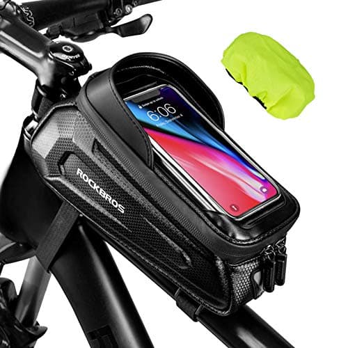 ROCKBROS Bike Phone Bag, [Oversized] EVA Waterproof Bike Top Tube Front Frame Bag Phone Holder Bicycle 1.7L Large Capacity Pouch Fits Cell Phones With Case Up to 7.2 Inches Bike Accessories