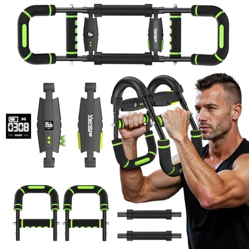 Vlangs Twister Arm Trainer for Men, Adjustable Chest Workout Equipmentwith LED Timer, Counter & Calorie Display, 27°Ergonomic Arm Exerciser for Biceps Chest, Green Portable Home Gym Fitness