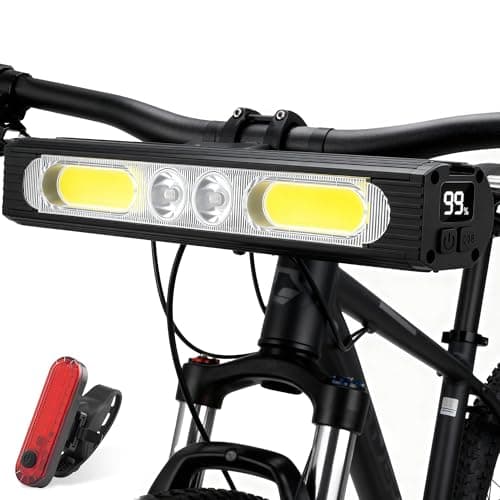 Heeykeey Bike Lights for Night Riding,1500 Lumens High&Low Beam Front Light, OLED Display USB-C Rechargeable Bicycle Lights,IPX6 Waterproof Ebike Headlight with Tail Light for MTB,Off-Road,City Riding