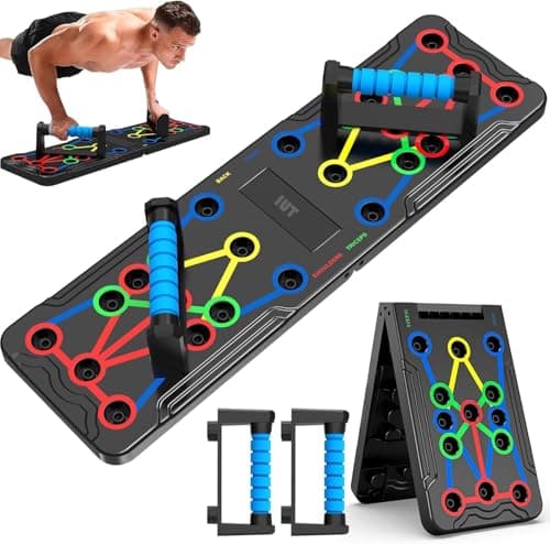 Foldable push-up rack for portable strength training, sturdy and stable equipment for men's and women's home gym workouts.