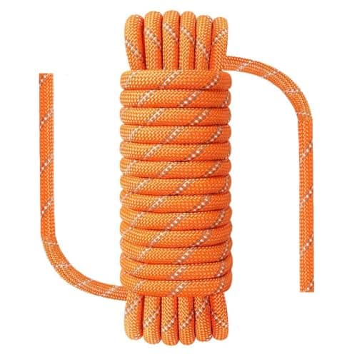 NorthPada 3/8 in x 16 ft Practice Rope for Rock Climbing, Knot Tying, Swing, Tree Cutting, Rappelling, Reflective Orange