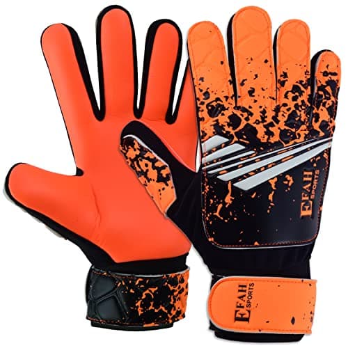 EFAH SPORTS Soccer Goalkeeper Gloves for Kids Boys Children Youth Football Goalie Gloves with Super Grip Protection Palms (Size 4 Suitable for 6 to 9 Years Old, Orange)