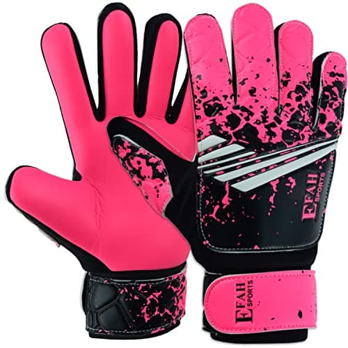 EFAH SPORTS Soccer Goalkeeper Gloves for Kids Boys Children Youth Football Goalie Gloves with Super Grip Protection Palms (Size 5 Suitable for 9 to 12 Years Old, Pink)