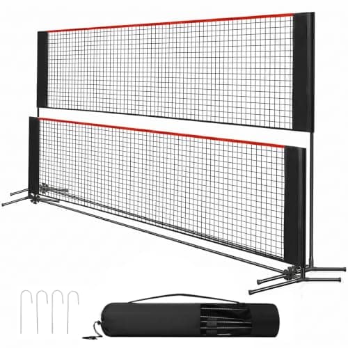 Portable Badminton Net Set, Height Adjustable Sports Net for Pickleball, Tennis & Volleyball, Foldable Indoor Outdoor Net with Carry Bag, 10FT/14FT/17FT