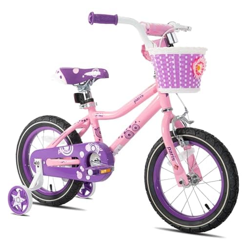 JOYSTAR 16 Inch Girls Bikes with Training Wheels for 4 5 6 7 Years Old Kids Birthday Gift Children Bicycle with Training Wheels and Hand Brake Pink