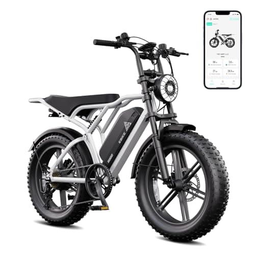 TST Electric Bike for Adults, 1500W Peak Brushless Motor 28 MPH 60 Miles Fat Tire Ebike with 48V 15Ah Removable Battery 20" Electric Dirt Bike Hydraulic Suspension White