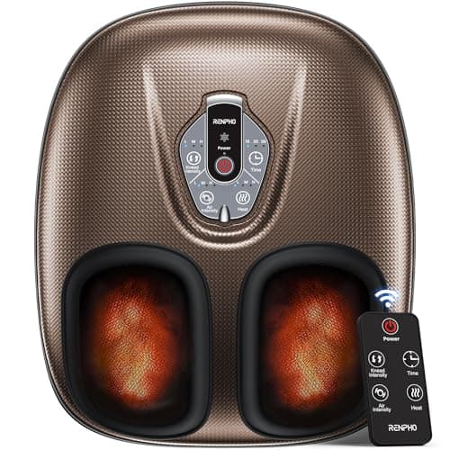 RENPHO Foot Massager Machine with Heat [2026 Upgraded], Mothers Day Gifts for Mom, Shiatsu Foot Massager for Plantar Fasciitis, Cordless Control, FSA Eligible HSA Store Eligible Massager, Brown
