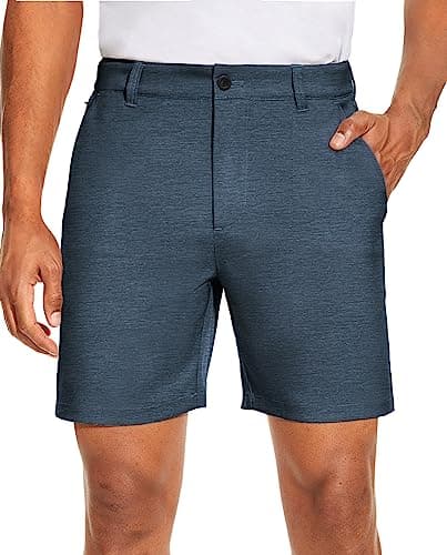PULI Mens Golf Shorts 7 Inch Inseam Business Dress Casual Stretch Work Hiking Quick Dry Lightweight with Pockets Navy Blue