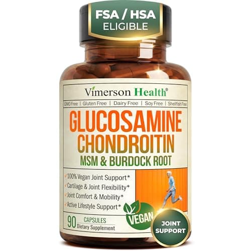 Glucosamine Chondroitin MSM – Joint Support Supplement for Women and Men with Glucosamine Sulfate 1500 mg, Chondroitin and MSM – for Cartilage, Joint Health and Flexibility – 90 Capsules, Vegan