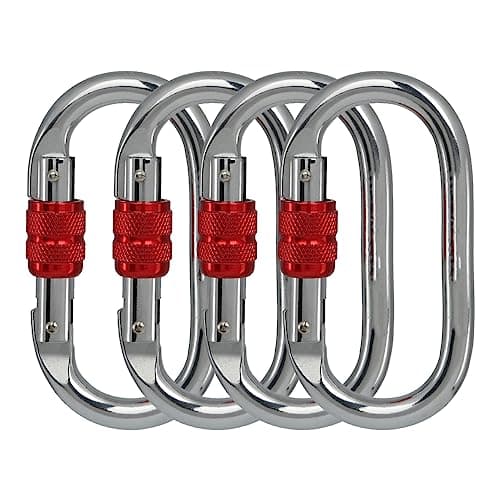 Heavy Duty Locking Climbing Carabiner Clip CE Rated 25 kN 5600 LB Rugged Terrain Approved Industrial Strength Twist Lock Carabiners Clips for Rigging, Ropes, Hammocks, Camping