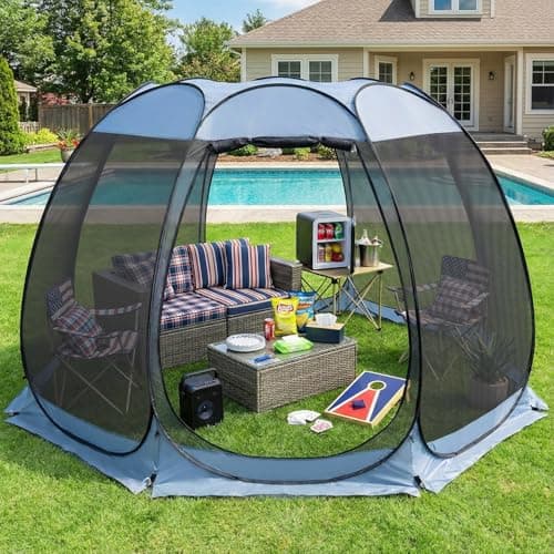 Alvantor 12'x12' Pop Up Screen House Tent, Instant Outdoor Gazebo with Mosquito Netting & UPF 50+ Sun Protection, Portable Canopy Shelter for Patio, Backyard, Camping (8-10 Person),Charcoal Gray