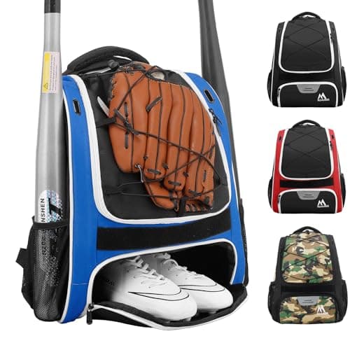 Hsmihair Baseball Bag - Baseball Backpack Holder, Large Main Compartment,T-Ball & Softball Equipment & Gear for Youth and Adults,Holds Bats, Helmet, Gloves